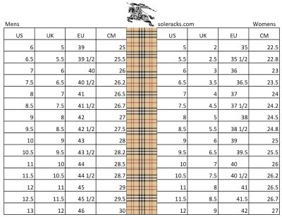 burberry london size chart|burberry size chart for men.